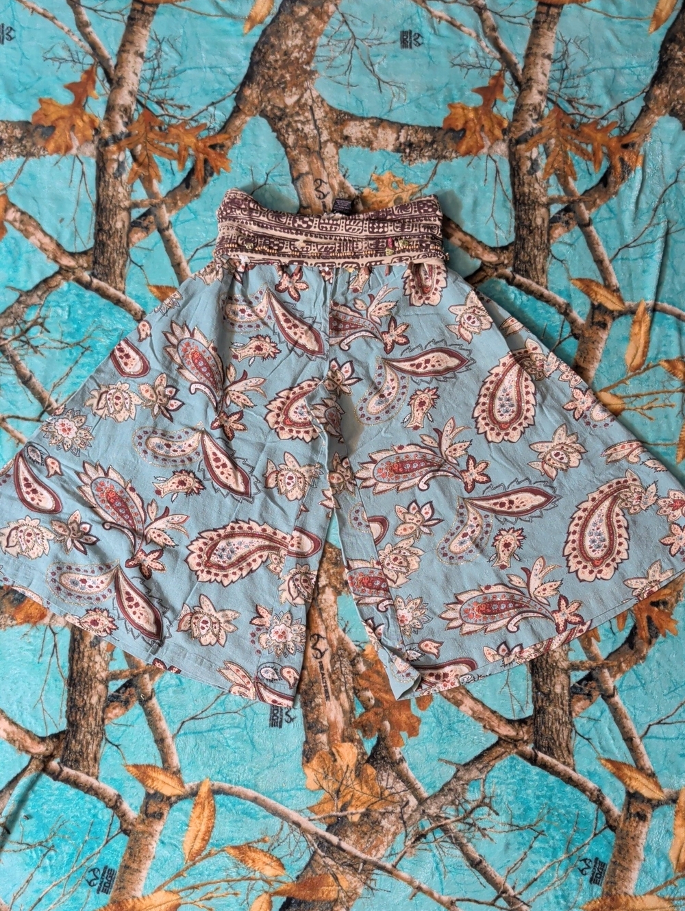 Buffalo David Bitton Light Blue Paisley Wide-Leg Women's Shorts